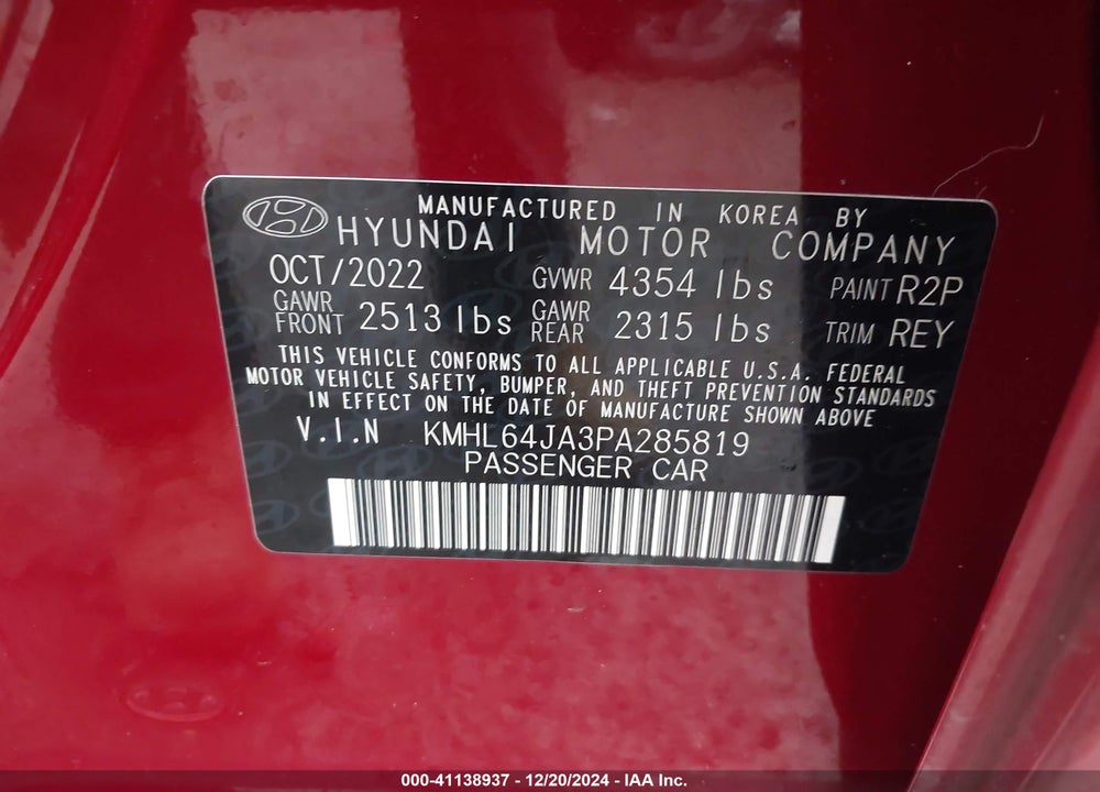 2023 HYUNDAI SONATA SEL VIN: KMHL64JA3PA285819