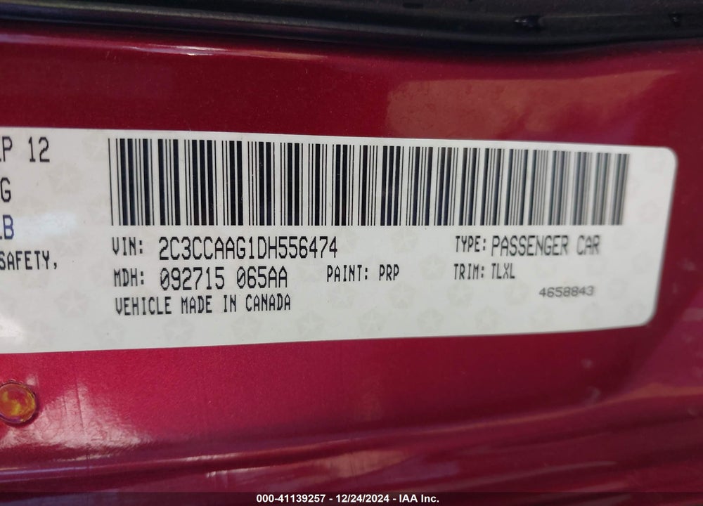 2013 CHRYSLER 300 MOTOWN VIN: 2C3CCAAG1DH556474