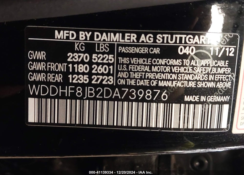 2013 MERCEDES-BENZ E 350 4MATIC VIN: WDDHF8JB2DA739876