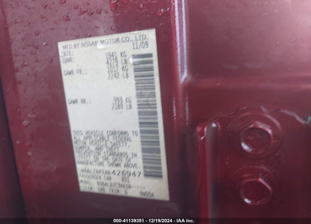 2010 NISSAN ALTIMA 2.5 S VIN: 1N4AL2AP2AN426947