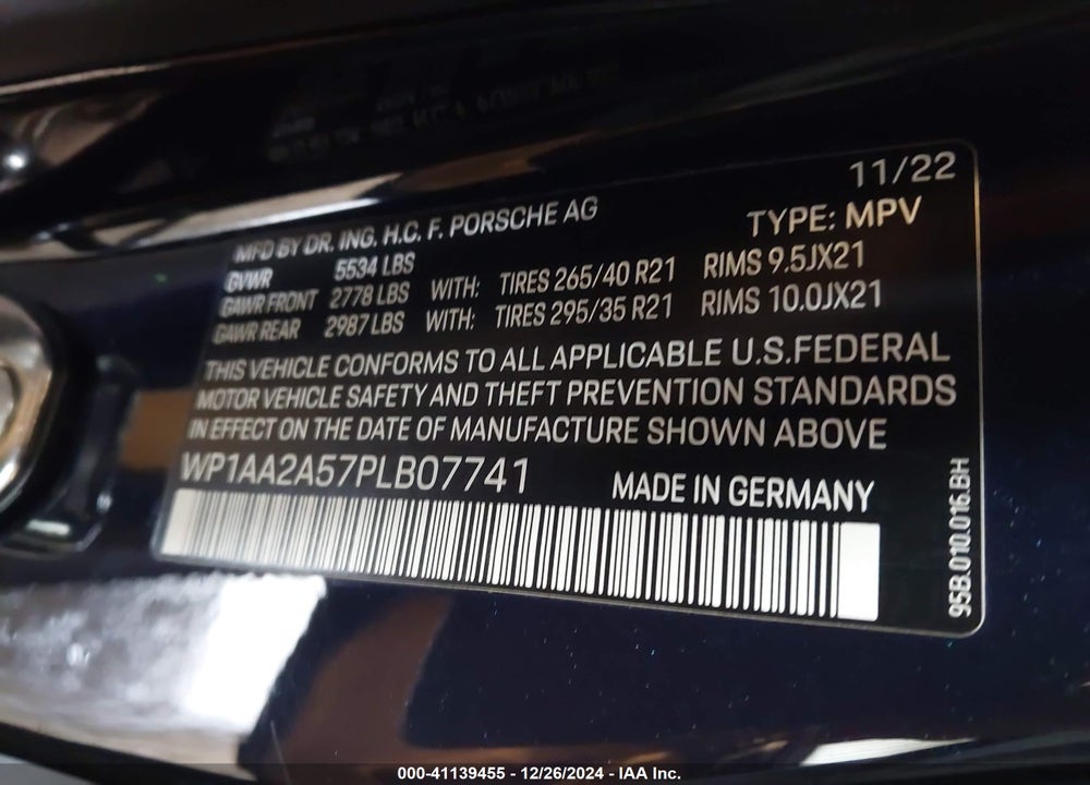2023 PORSCHE MACAN VIN: WP1AA2A57PLB07741