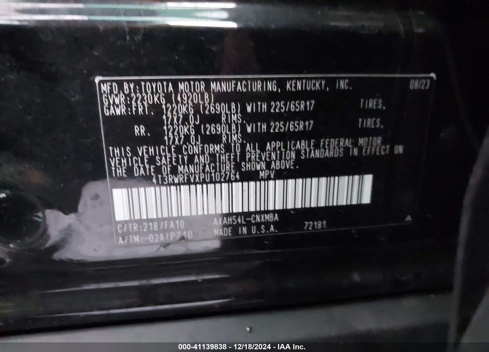 2023 TOYOTA RAV4 HYBRID XLE VIN: 4T3RWRFVXPU102764