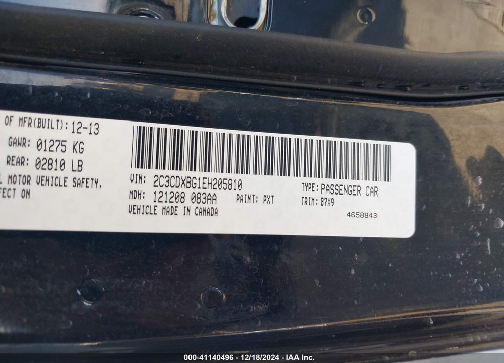 2014 DODGE CHARGER VIN: 2C3CDXBG1EH205810