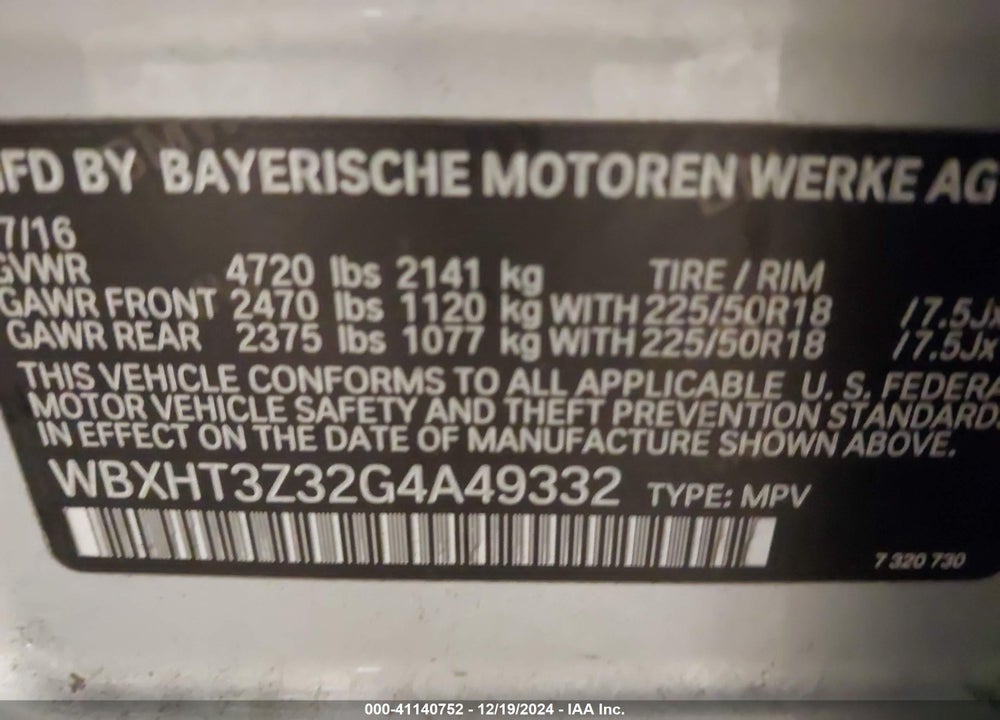 2016 BMW X1 XDRIVE28I VIN: WBXHT3Z32G4A49332