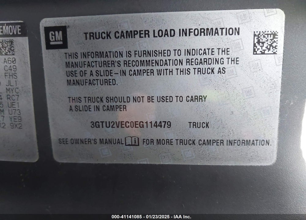 2014 GMC SIERRA 1500 VIN: 3GTU2VEC0EG114479