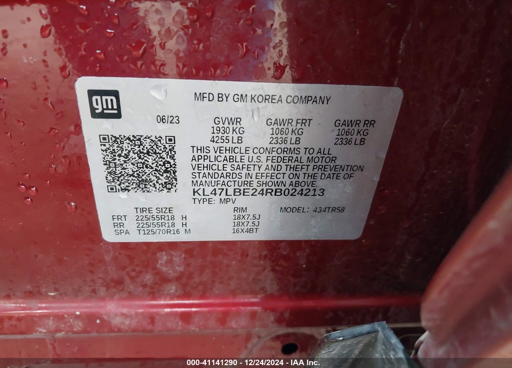 2024 BUICK ENVISTA SPORT TOURING FWD VIN: KL47LBE24RB024213