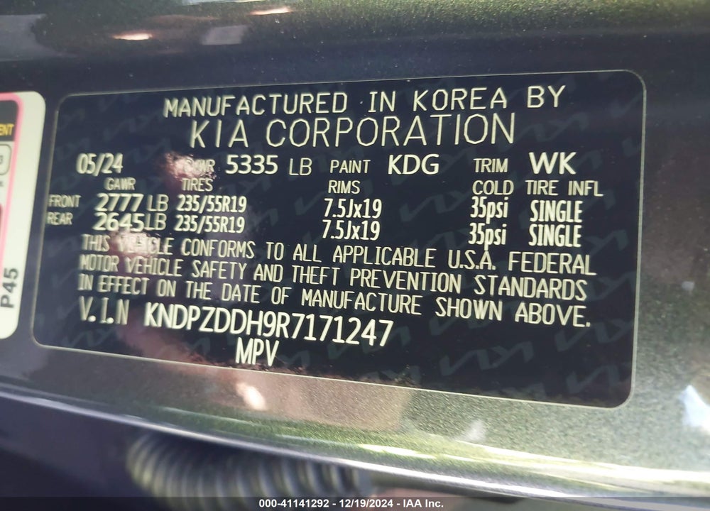 2024 KIA SPORTAGE PLUG-IN HYBRID X-LINE PRESTIGE VIN: KNDPZDDH9R7171247