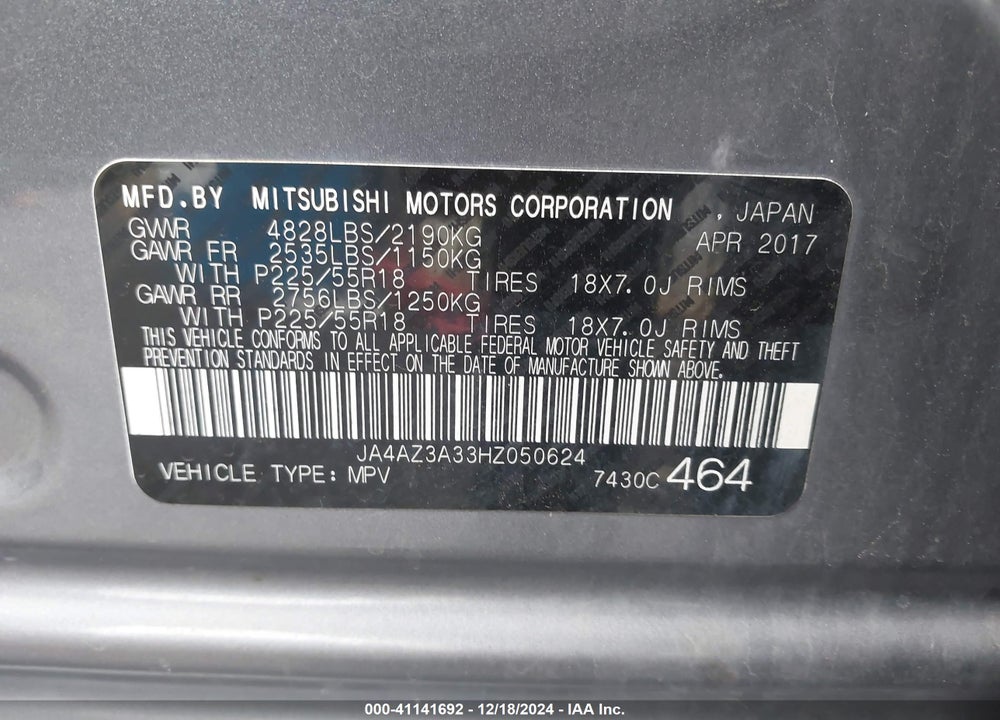 2017 MITSUBISHI OUTLANDER SE VIN: JA4AZ3A33HZ050624