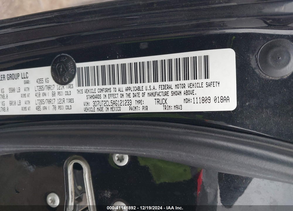 2010 DODGE RAM 2500 SLT VIN: 3D7UT2CL5AG121233