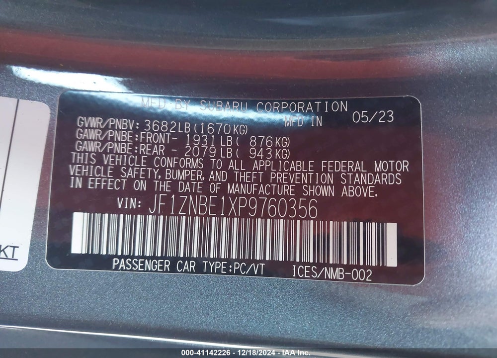 2023 TOYOTA GR86 PREMIUM VIN: JF1ZNBE1XP9760356