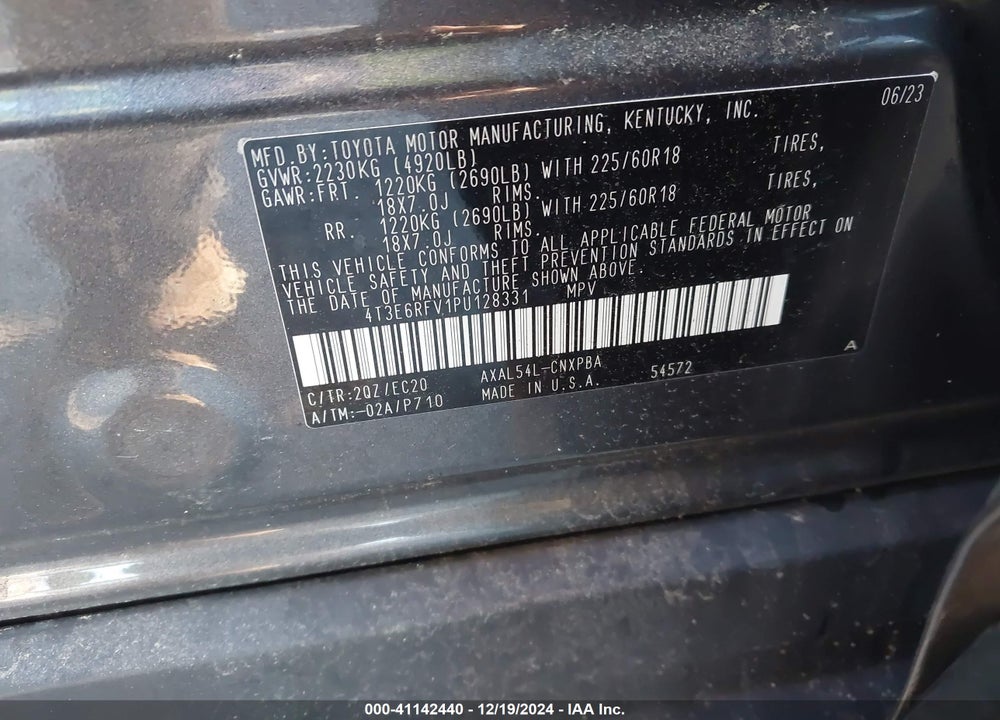 2023 TOYOTA RAV4 HYBRID XSE VIN: 4T3E6RFV1PU128331