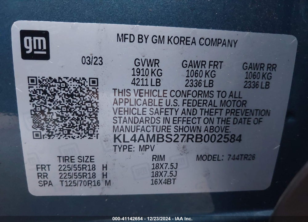 2024 BUICK ENCORE GX PREFERRED FWD VIN: KL4AMBS27RB002584