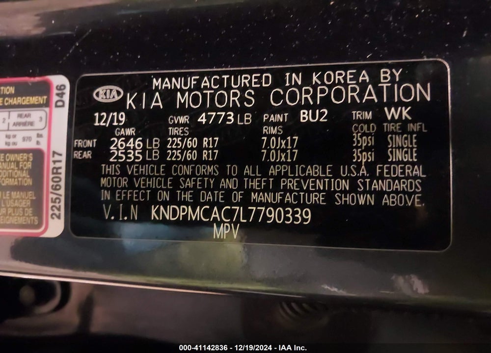 2020 KIA SPORTAGE LX VIN: KNDPMCAC7L7790339