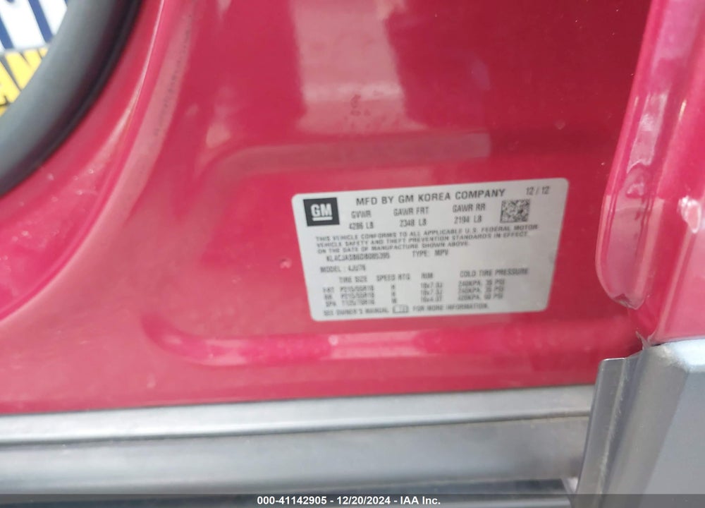 2013 BUICK ENCORE VIN: KL4CJASB6DB085395