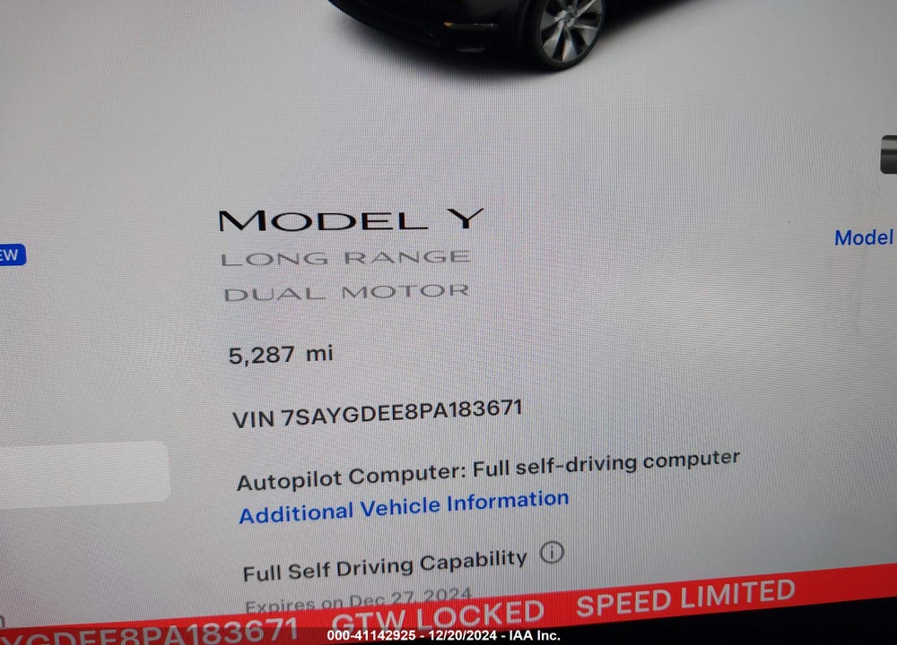 2023 TESLA MODEL Y AWD/LONG RANGE DUAL MOTOR ALL-WHEEL DRIVE VIN: 7SAYGDEE8PA183671