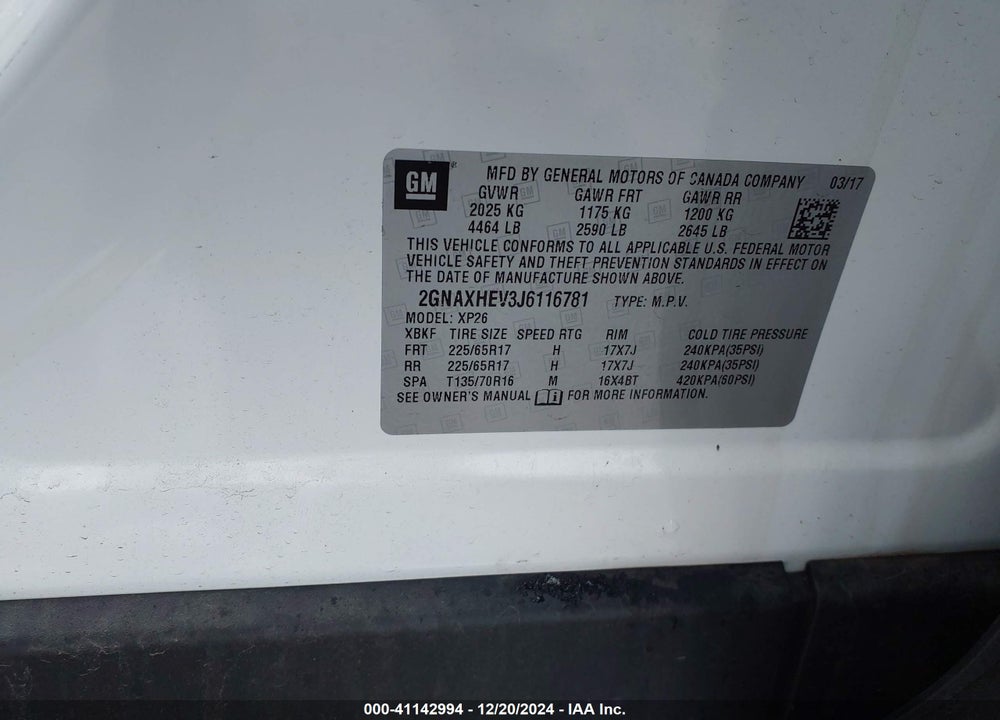 2018 CHEVROLET EQUINOX LS VIN: 2GNAXHEV3J6116781