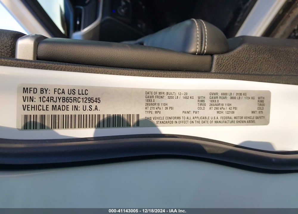 2024 JEEP GRAND CHEROKEE 4XE VIN: 1C4RJYB65RC129545