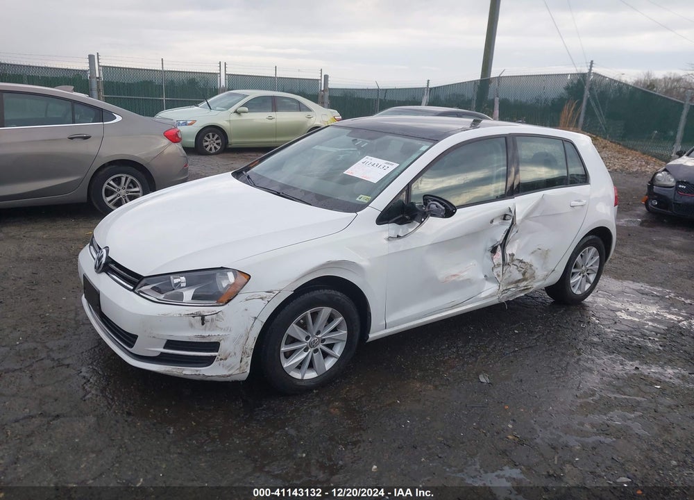 2016 VOLKSWAGEN GOLF TSI S 4-DOOR VIN: 3VW217AUXGM032135