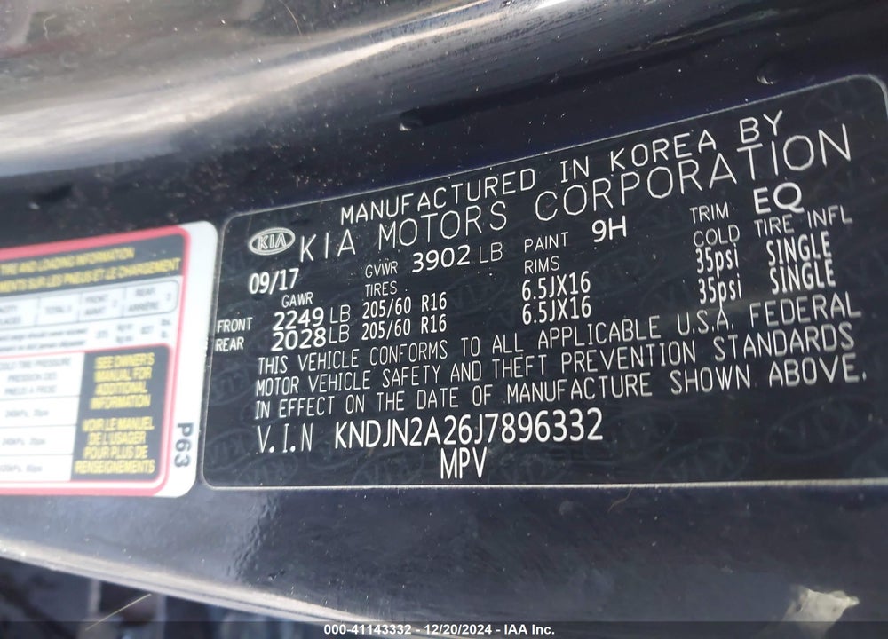 2018 KIA SOUL VIN: KNDJN2A26J7896332