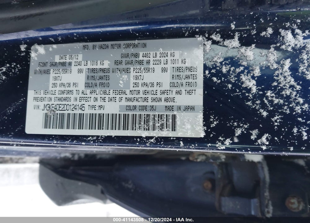 2013 MAZDA CX-5 GRAND TOURING VIN: JM3KE4DE2D0124145