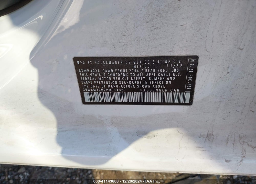2023 VOLKSWAGEN JETTA 1.5T S VIN: 3VW4M7BU2PM014307
