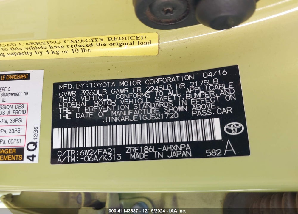 2016 TOYOTA SCION IM VIN: JTNKARJE1GJ521720