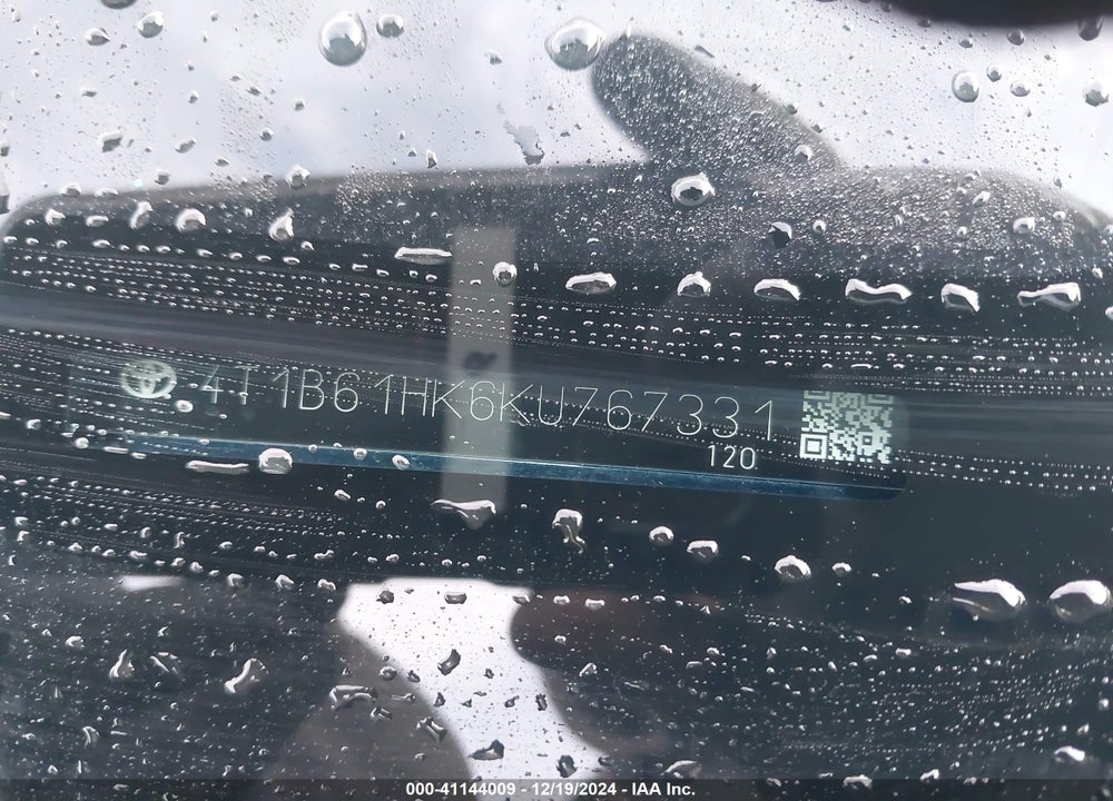 2019 TOYOTA CAMRY XSE VIN: 4T1B61HK6KU767331