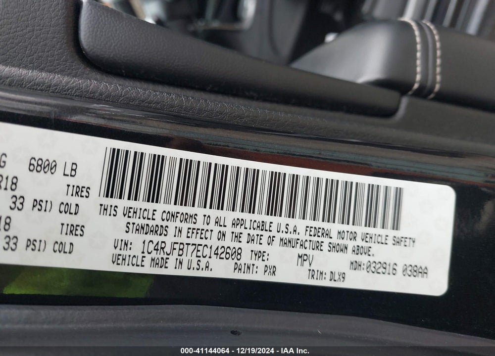 2014 JEEP GRAND CHEROKEE LIMITED VIN: 1C4RJFBT7EC142608