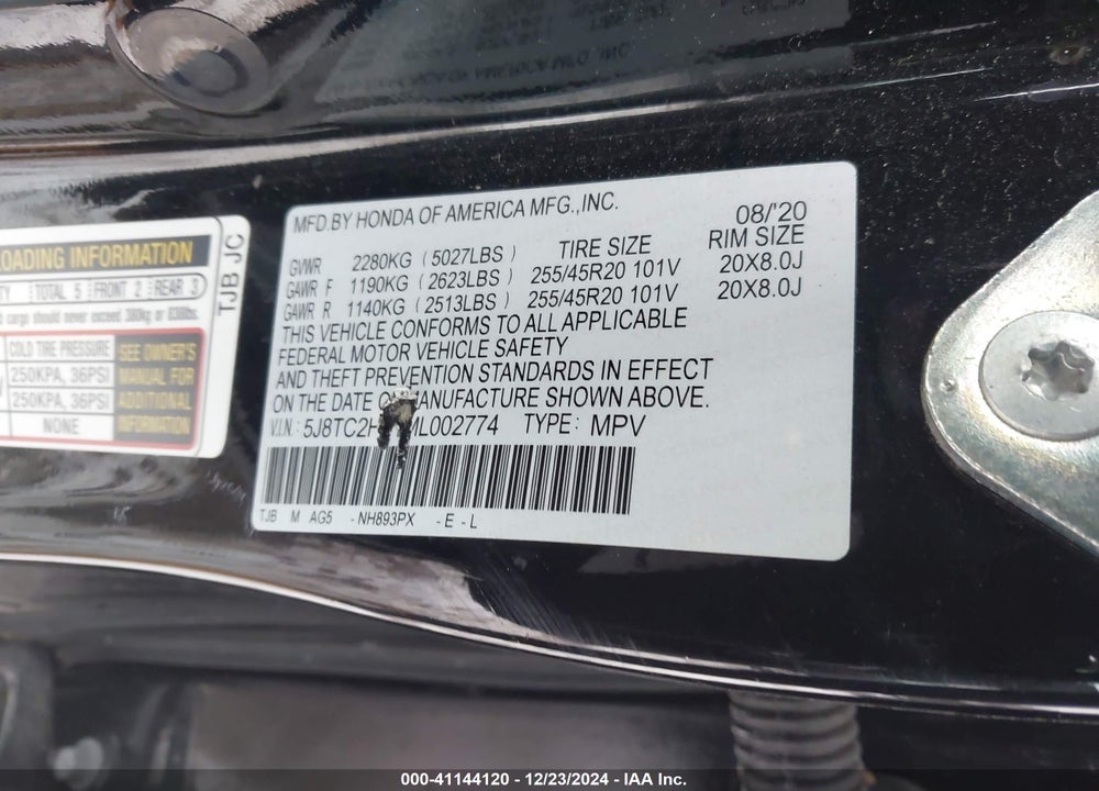 2021 ACURA RDX A-SPEC PACKAGE VIN: 5J8TC2H61ML002774