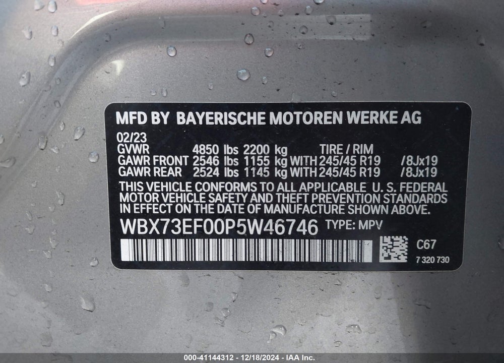 2023 BMW X1 XDRIVE28I VIN: WBX73EF00P5W46746