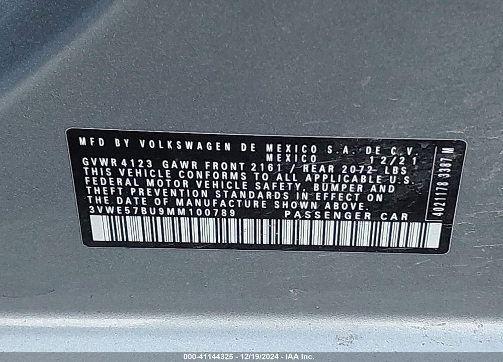 2021 VOLKSWAGEN JETTA 1.4T SEL VIN: 3VWE57BU9MM100789