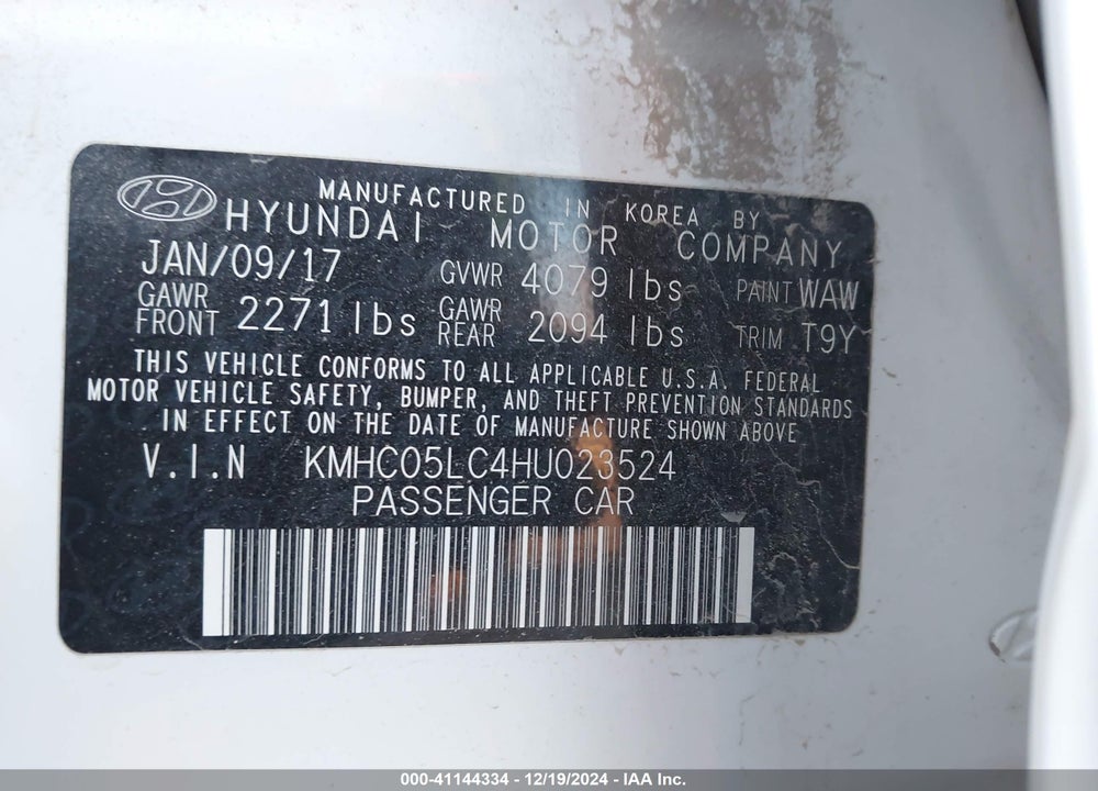 2017 HYUNDAI IONIQ HYBRID LIMITED VIN: KMHC05LC4HU023524