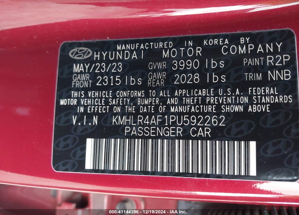 2023 HYUNDAI ELANTRA N LINE VIN: KMHLR4AF1PU592262