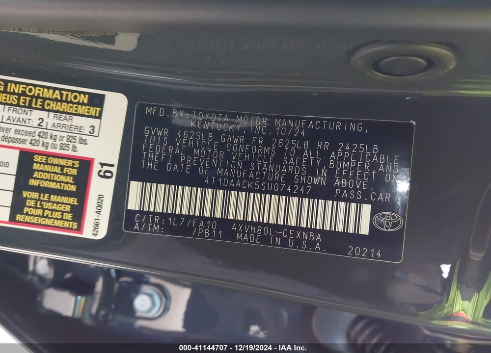 2025 TOYOTA CAMRY LE VIN: 4T1DAACK5SU074247