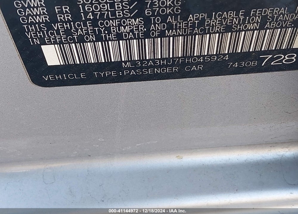 2015 MITSUBISHI MIRAGE DE VIN: ML32A3HJ7FH045924