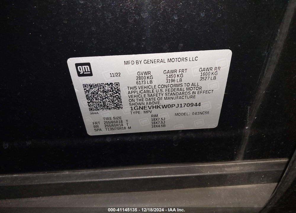 2023 CHEVROLET TRAVERSE AWD LT LEATHER VIN: 1GNEVHKW0PJ170944