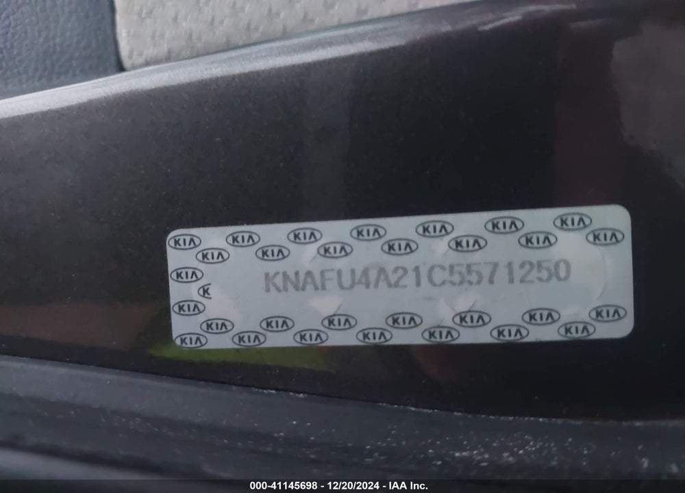2012 KIA FORTE VIN: KNAFU4A21C5571250