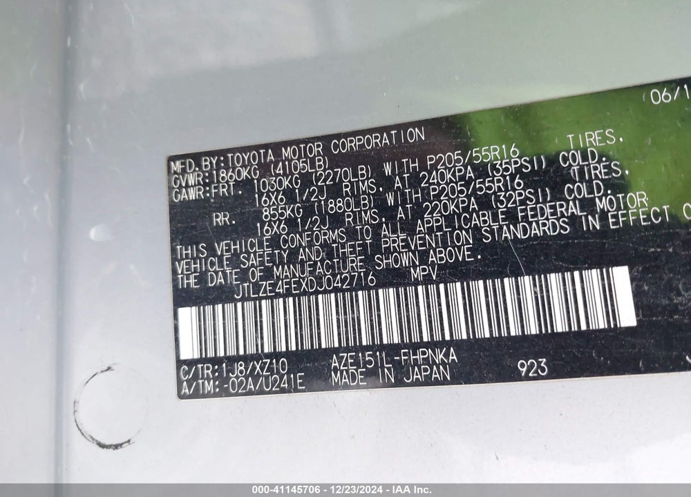 2013 SCION XB 10 SERIES VIN: JTLZE4FEXDJ042716