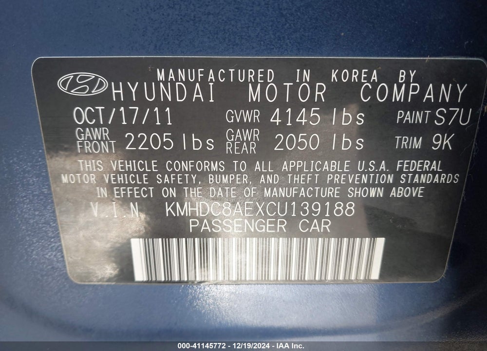 2012 HYUNDAI ELANTRA TOURING GLS VIN: KMHDC8AEXCU139188
