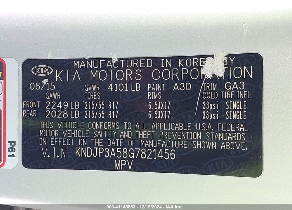 2016 KIA SOUL VIN: KNDJP3A58G7821456