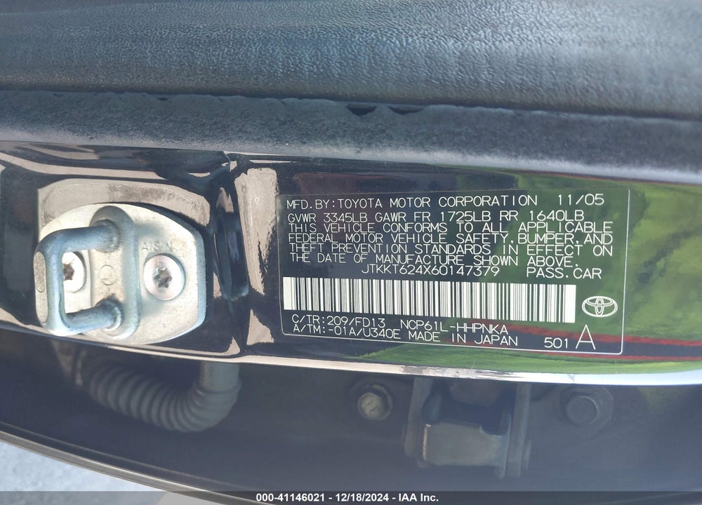 2006 SCION XA VIN: JTKKT624X60147379