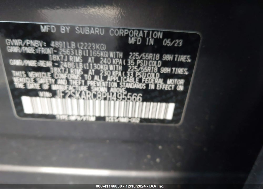 2023 SUBARU FORESTER TOURING VIN: JF2SKARC8PH495566