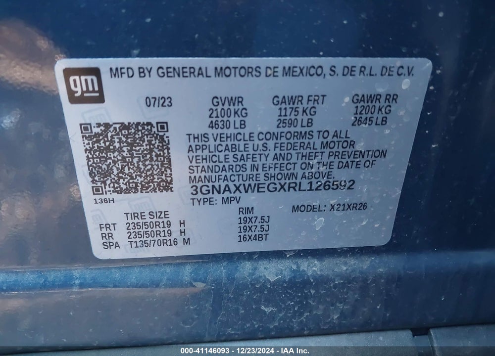 2024 CHEVROLET EQUINOX AWD RS VIN: 3GNAXWEGXRL126592