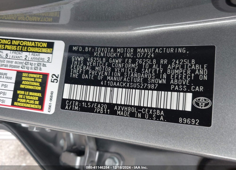 2025 TOYOTA CAMRY SE VIN: 4T1DAACKXSU527987