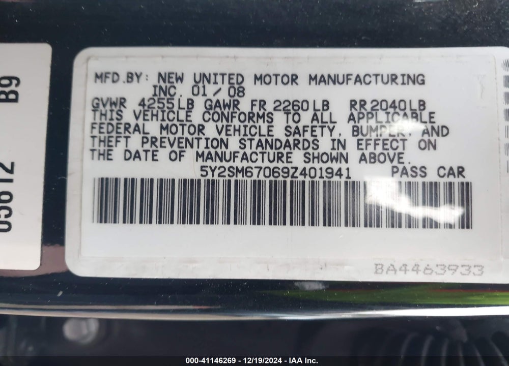 2009 PONTIAC VIBE VIN: 5Y2SM67069Z401941