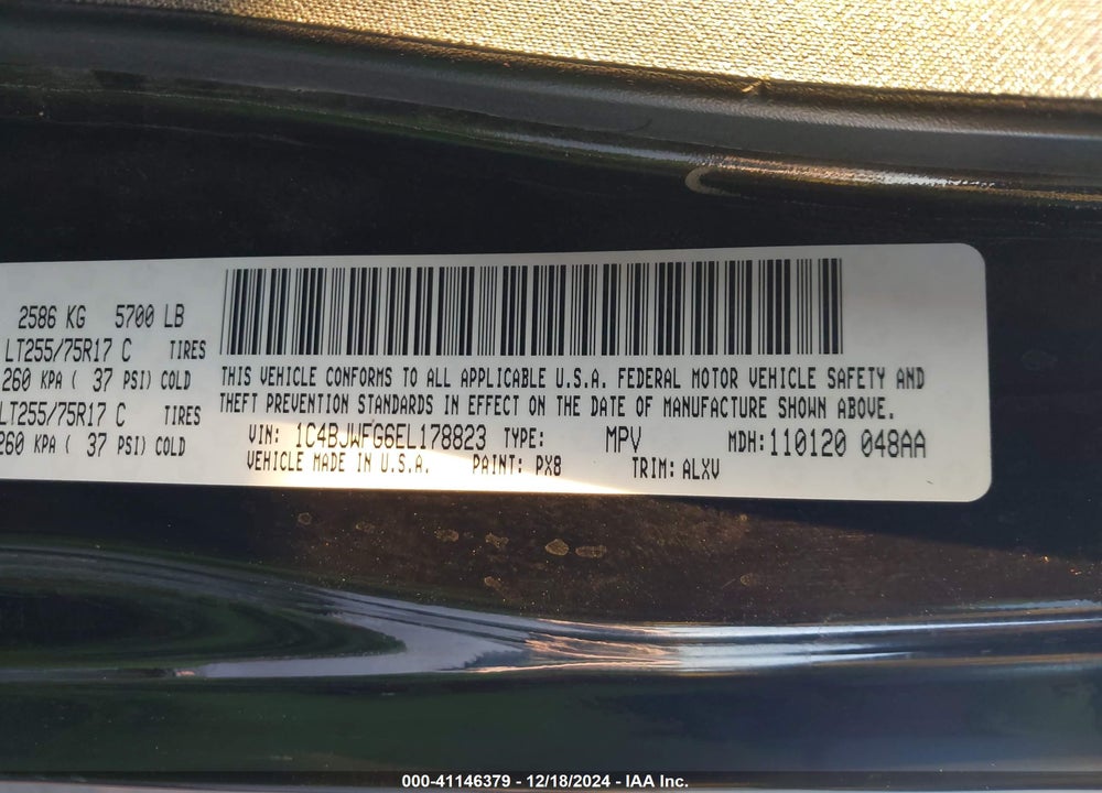 2014 JEEP WRANGLER UNLIMITED RUBICON VIN: 1C4BJWFG6EL178823