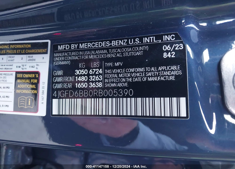 2024 MERCEDES-BENZ AMG GLE 53 COUPE 4MATIC VIN: 4JGFD6BB0RB005390
