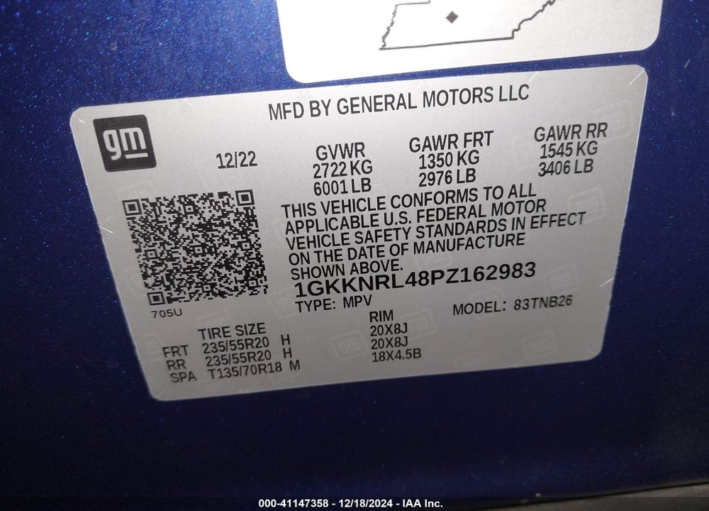 2023 GMC ACADIA AWD SLE VIN: 1GKKNRL48PZ162983