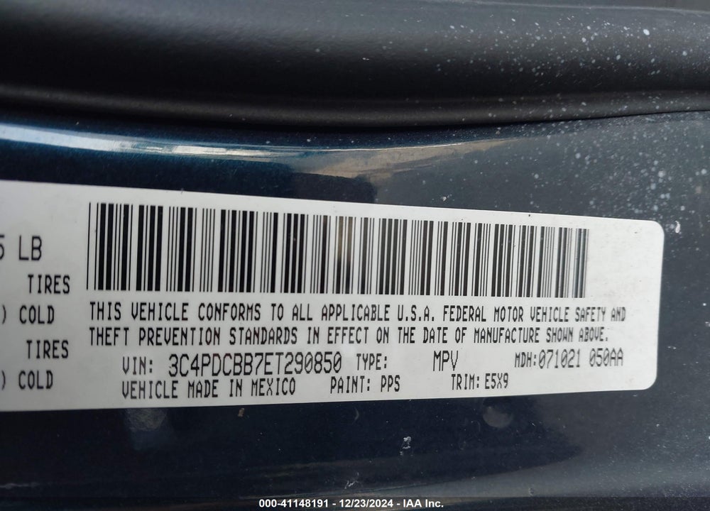 2014 DODGE JOURNEY SXT VIN: 3C4PDCBB7ET290850