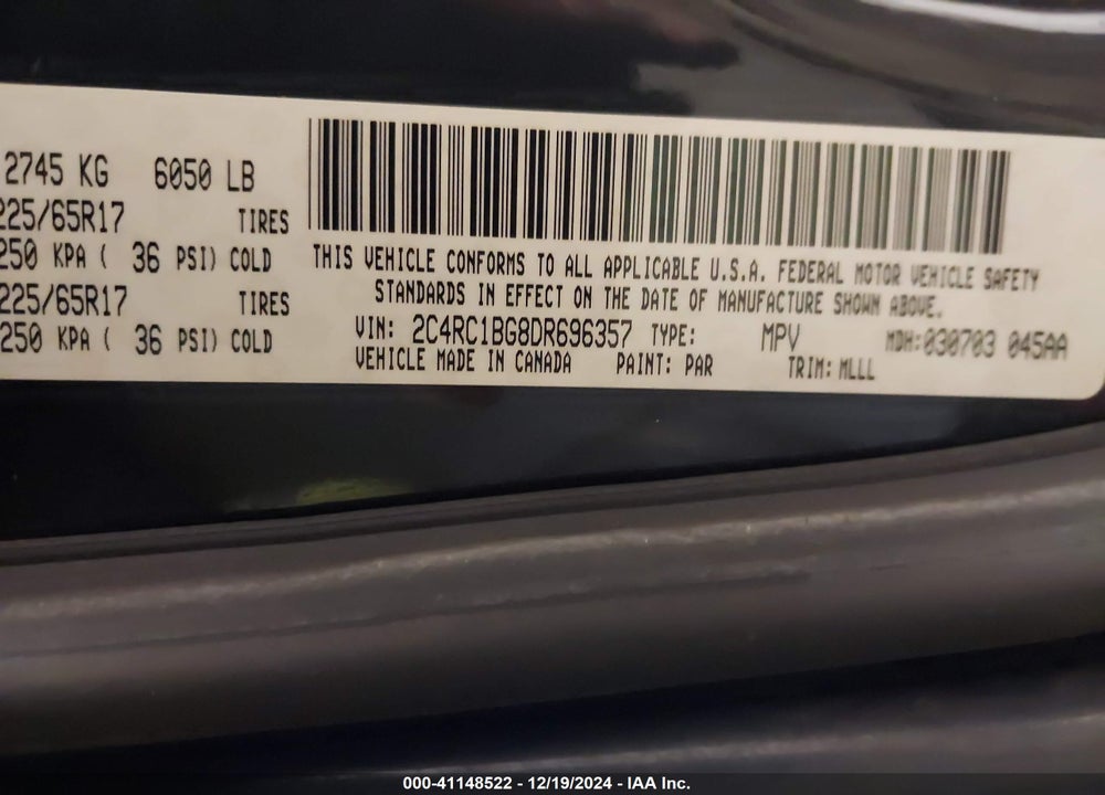 2013 CHRYSLER TOWN & COUNTRY TOURING VIN: 2C4RC1BG8DR696357